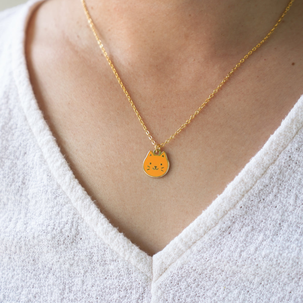 Orange Kitty Necklace