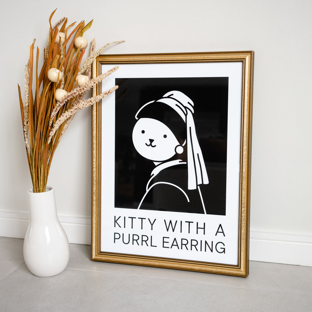 Kitty with a Purrl Earring Art Print